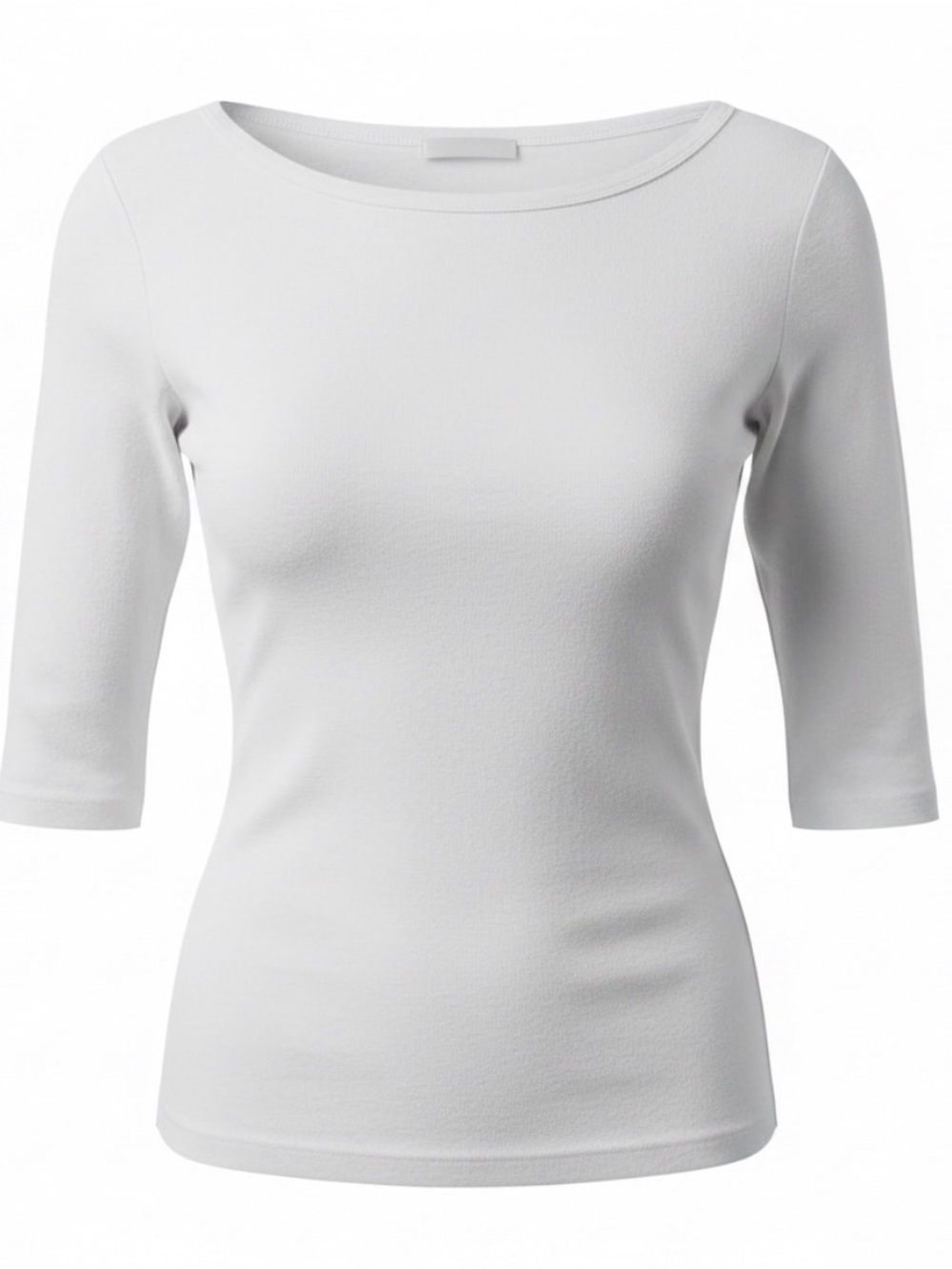 Petit Bateau White Three-Quarter Sleeve Boat neck Tee